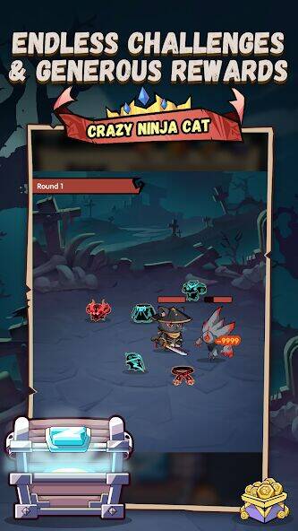 Скачать взломанную Ninja Cat - Idle Arena [Много денег] MOD apk на Андроид