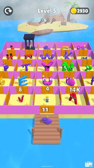 Скачать взломанную Alphabet Battle: Room Maze [Много монет] MOD apk на Андроид