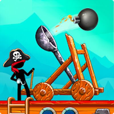 Скачать взломанную Катапульта: Защита Башни Стикмена・Корабли Пиратов [Много монет] MOD apk на Андроид