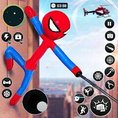 Скачать взломанную паук Stickman канат герой [Мод меню] MOD apk на Андроид