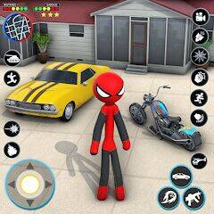 Скачать взломанную StickMan Rope Hero Spider Game [Много монет] MOD apk на Андроид