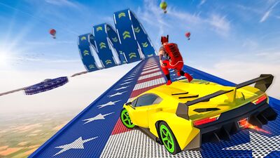 Скачать взломанную Superhero Car: Mega Ramp Games [Бесплатные покупки] MOD apk на Андроид