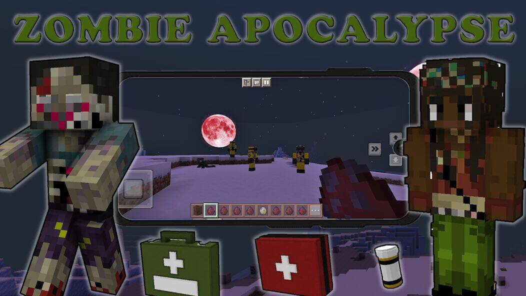 Скачать взломанную Zombie Apocalypse Craft Mod [Много монет] MOD apk на Андроид