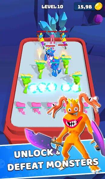 Скачать взломанную Monster Rampage: Merge Rainbow [Много монет] MOD apk на Андроид