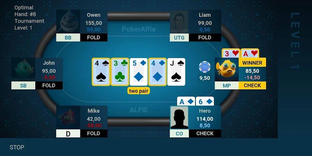 Скачать взломанную Offline Poker AI - PokerAlfie [Много монет] MOD apk на Андроид