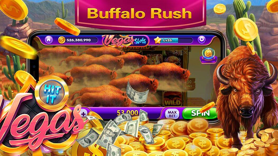 Скачать взломанную Real Money Buffalo Rider Slots [Много монет] MOD apk на Андроид