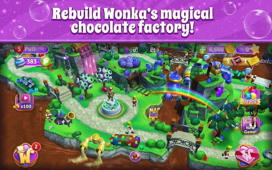 Скачать взломанную Wonka's World of Candy Match 3 [Много денег] MOD apk на Андроид