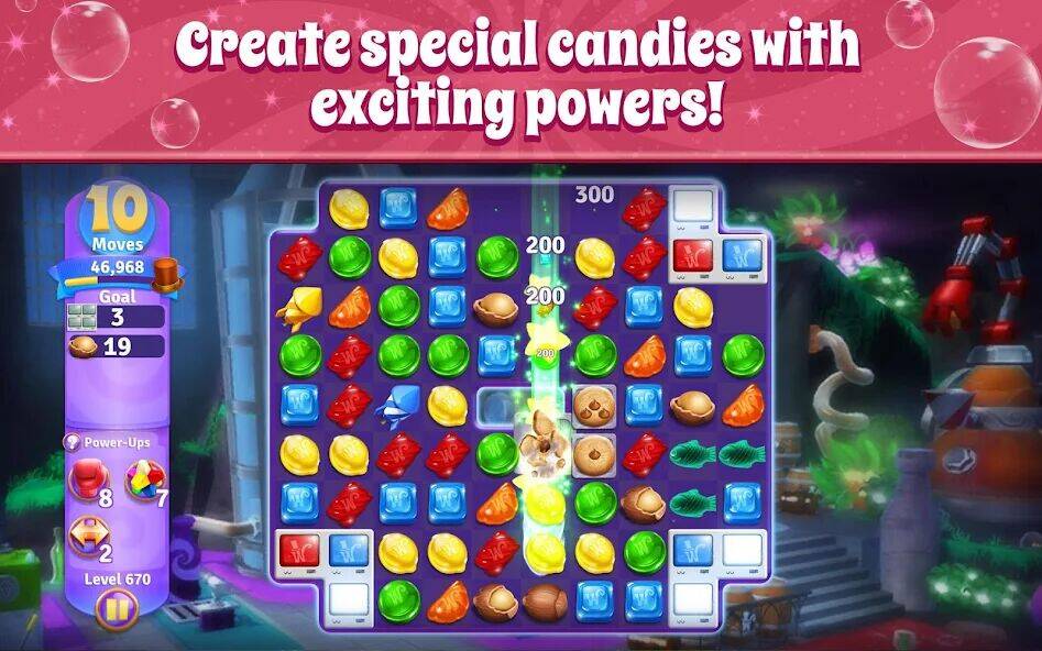 Скачать взломанную Wonka's World of Candy Match 3 [Много денег] MOD apk на Андроид