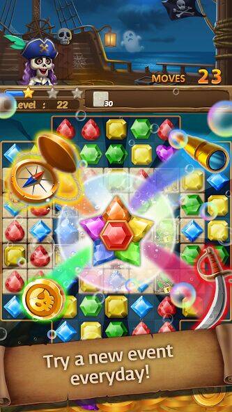 Скачать взломанную Jewels Ghost Ship: jewel games [Бесплатные покупки] MOD apk на Андроид