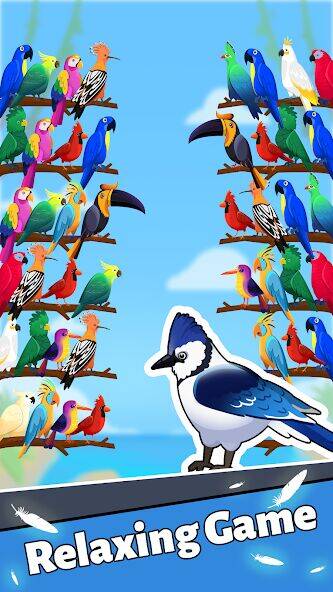Скачать взломанную Сортировка по цвету птицы [Много денег] MOD apk на Андроид