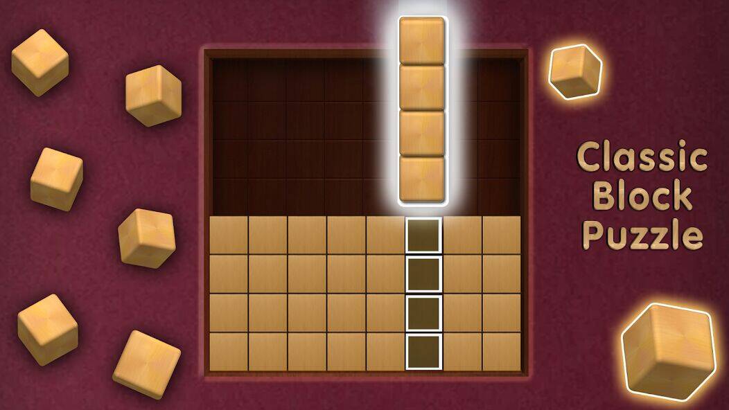 Скачать взломанную Wooden Cube Block Puzzle [Много монет] MOD apk на Андроид