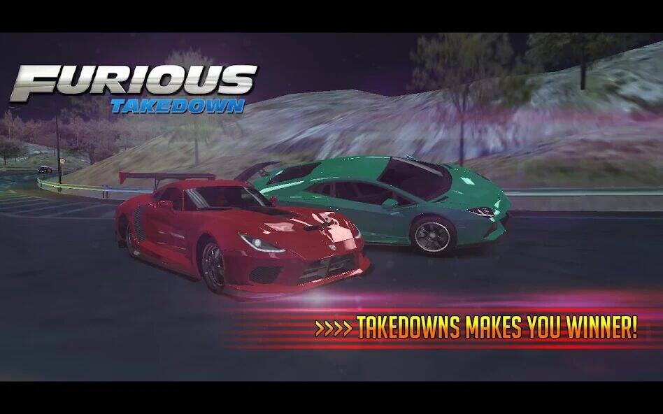 Скачать взломанную Furious: Takedown Racing [Много денег] MOD apk на Андроид