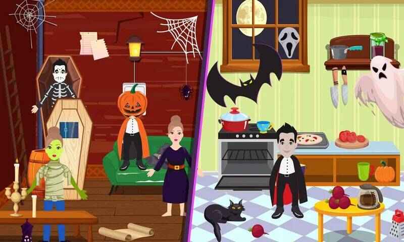 Скачать взломанную Pretend Play Halloween Party [Много монет] MOD apk на Андроид