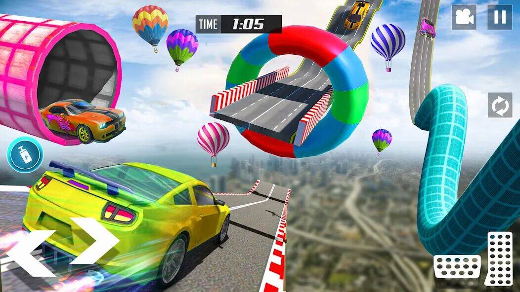 Скачать взломанную GT Car Stunt Race: Mega Ramps [Много денег] MOD apk на Андроид