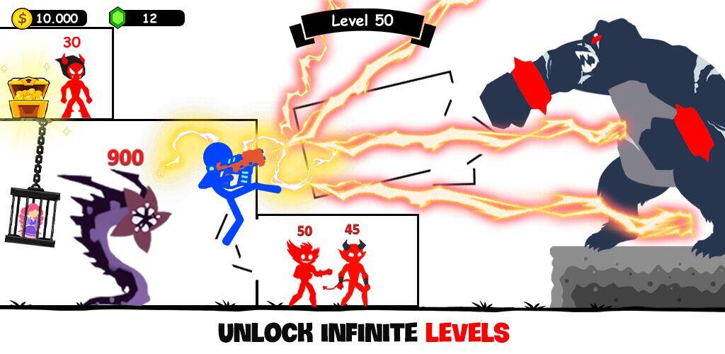 Скачать взломанную Stick Hero: Infinity Battle [Много денег] MOD apk на Андроид