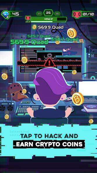 Скачать взломанную Hacking Hero: Hacker Clicker [Много денег] MOD apk на Андроид