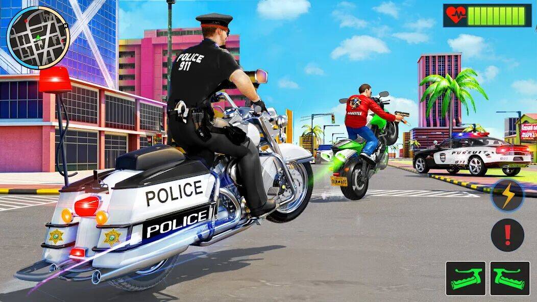 Скачать взломанную Police Moto Bike Chase Crime [Много денег] MOD apk на Андроид