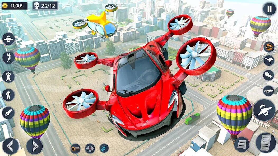Скачать взломанную Летающий автомобиль робот игра [Много монет] MOD apk на Андроид