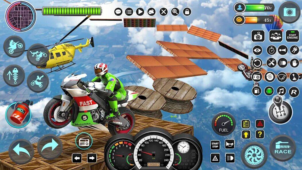 Скачать взломанную мега пандус мотоцикл трюки [Много денег] MOD apk на Андроид