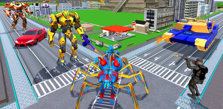Скачать взломанную Spider Robots Transformer 3D [Много монет] MOD apk на Андроид