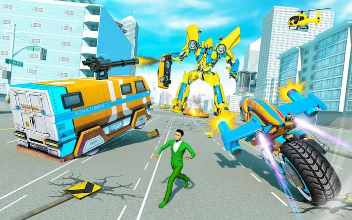 Скачать взломанную Flying Dino Robot Car Games [Много денег] MOD apk на Андроид