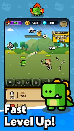 Скачать взломанную Hero Dino: Idle RPG [Много монет] MOD apk на Андроид