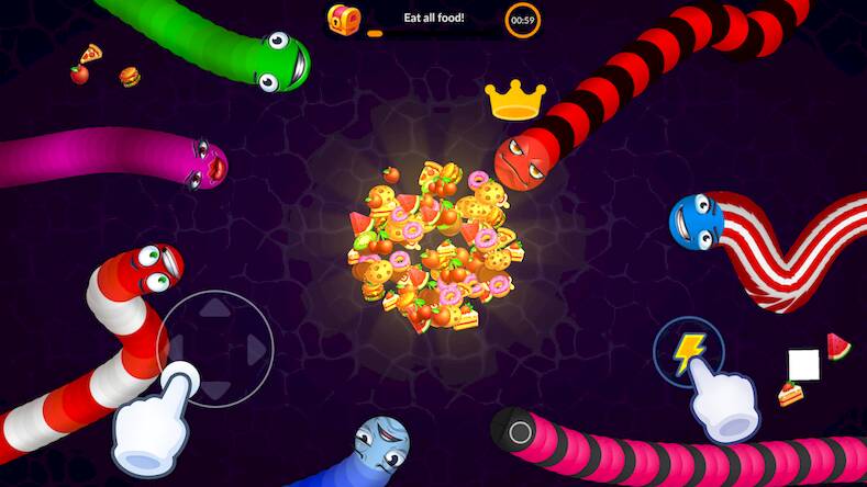 Скачать взломанную Snake vs Worms: Fun .io Zone [Бесплатные покупки] MOD apk на Андроид
