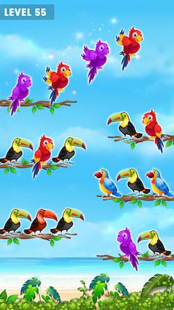 Скачать взломанную Bird Sort Color Puzzle Game 3D [Бесплатные покупки] MOD apk на Андроид