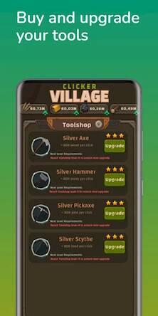 Скачать взломанную Clicker Village - Casual Idle [Бесплатные покупки] MOD apk на Андроид
