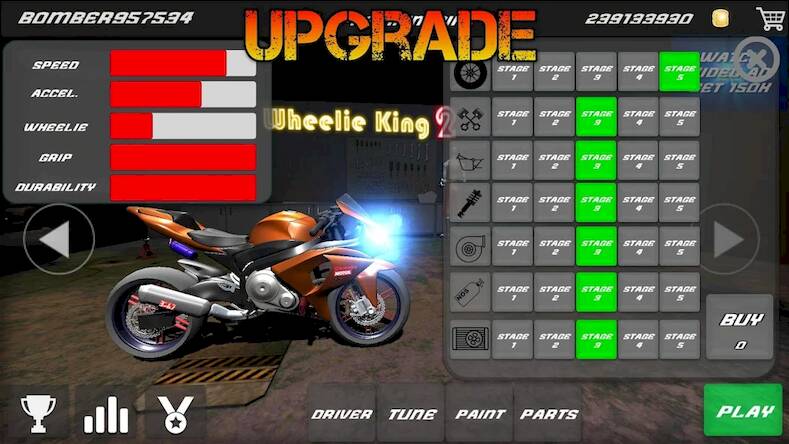 Скачать взломанную Wheelie King 2 - motorcycle 3D [Бесплатные покупки] MOD apk на Андроид