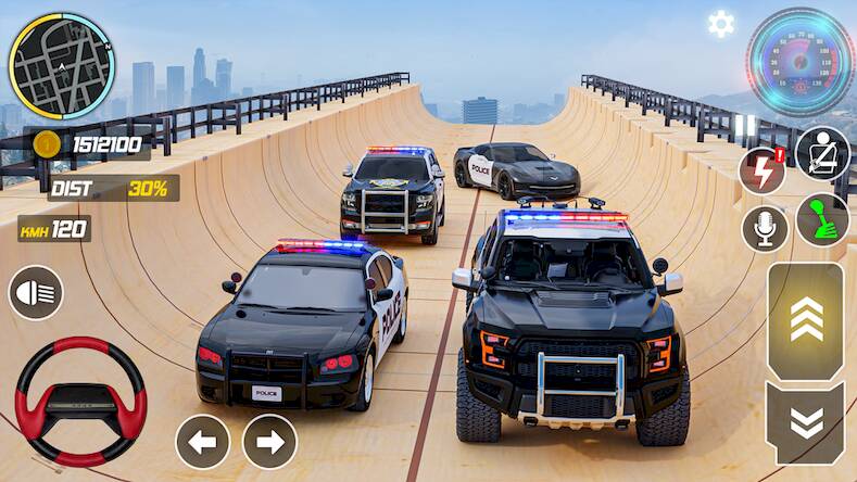 Скачать взломанную Police Car Stunts Racing Games [Мод меню] MOD apk на Андроид