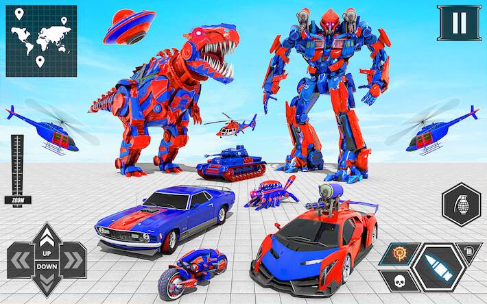 Скачать взломанную Dino Robot Car Transform 3DWar [Мод меню] MOD apk на Андроид