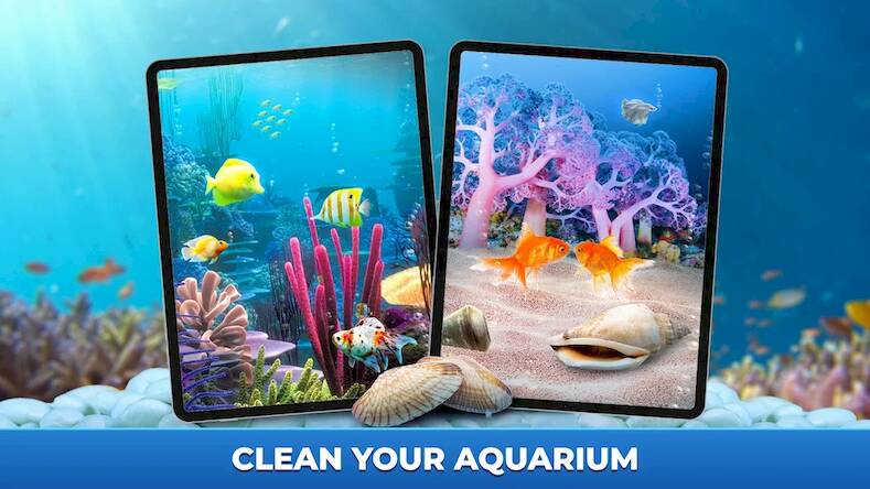 Скачать взломанную Fish Tank Clean: Aquarium Sim [Много монет] MOD apk на Андроид