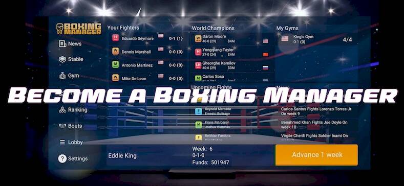 Скачать взломанную Boxing Manager [Много денег] MOD apk на Андроид