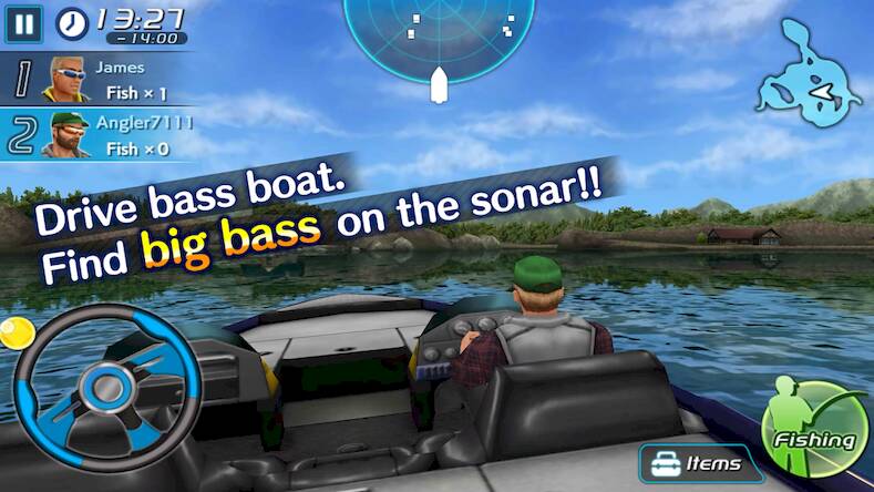 Скачать взломанную Bass Fishing 3D II [Бесплатные покупки] MOD apk на Андроид