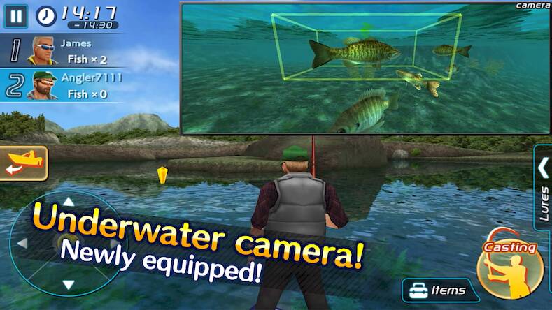 Скачать взломанную Bass Fishing 3D II [Бесплатные покупки] MOD apk на Андроид