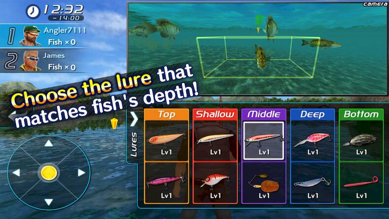 Скачать взломанную Bass Fishing 3D II [Бесплатные покупки] MOD apk на Андроид