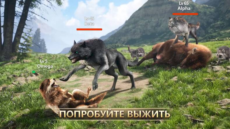 Скачать взломанную Wolf Game: Wild Animal Wars [Бесплатные покупки] MOD apk на Андроид