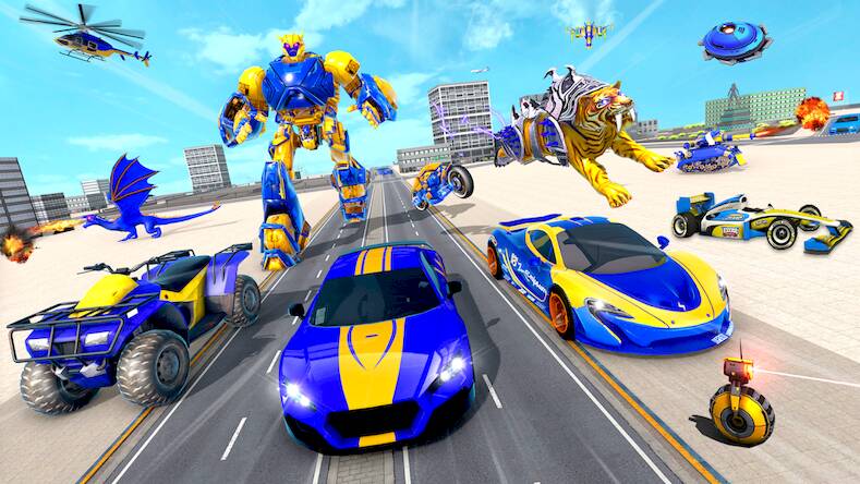 Скачать взломанную Wild Tiger Robot: Car Games [Много монет] MOD apk на Андроид