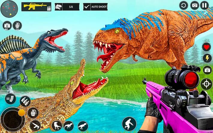 Скачать взломанную Wild Dinosaur Hunter Zoo Games [Много монет] MOD apk на Андроид