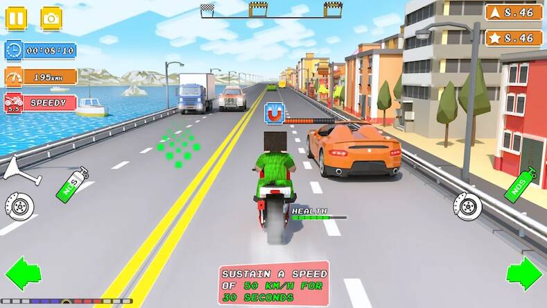 Скачать взломанную Blocky Bike Rider: Moto Racing [Много денег] MOD apk на Андроид