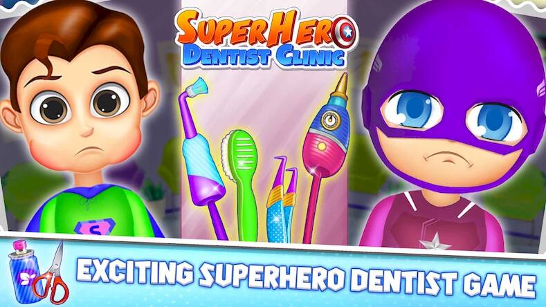 Скачать взломанную Superhero Dentist Doctor Games [Бесплатные покупки] MOD apk на Андроид