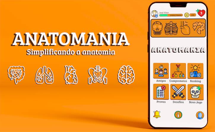 Скачать взломанную Anatomania - Quiz de Anatomia [Много денег] MOD apk на Андроид