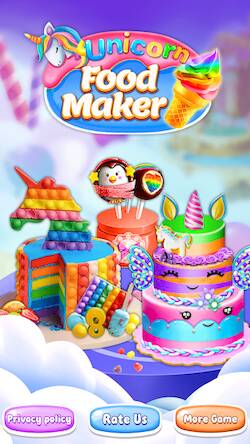Скачать взломанную Unicorn Cake Maker-Bakery Game [Много денег] MOD apk на Андроид